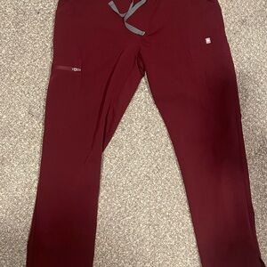 Figs Women’s Maroon Joggers with Gray Accents